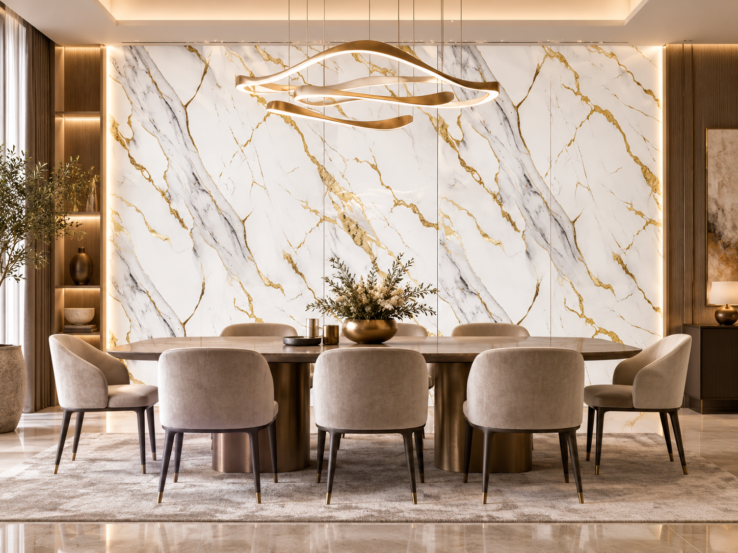 White Gold Vein UV Marble Sheet 3