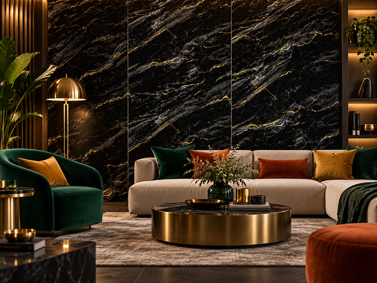 Black Gold Marble UV Protected PVC Wall Panel – 4x8 ft, Fireproof & Waterproof 5