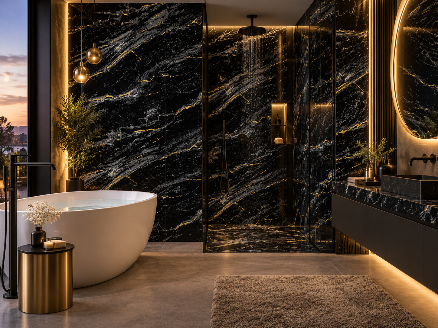 Black Gold Marble UV Protected PVC Wall Panel – 4x8 ft, Fireproof & Waterproof 2