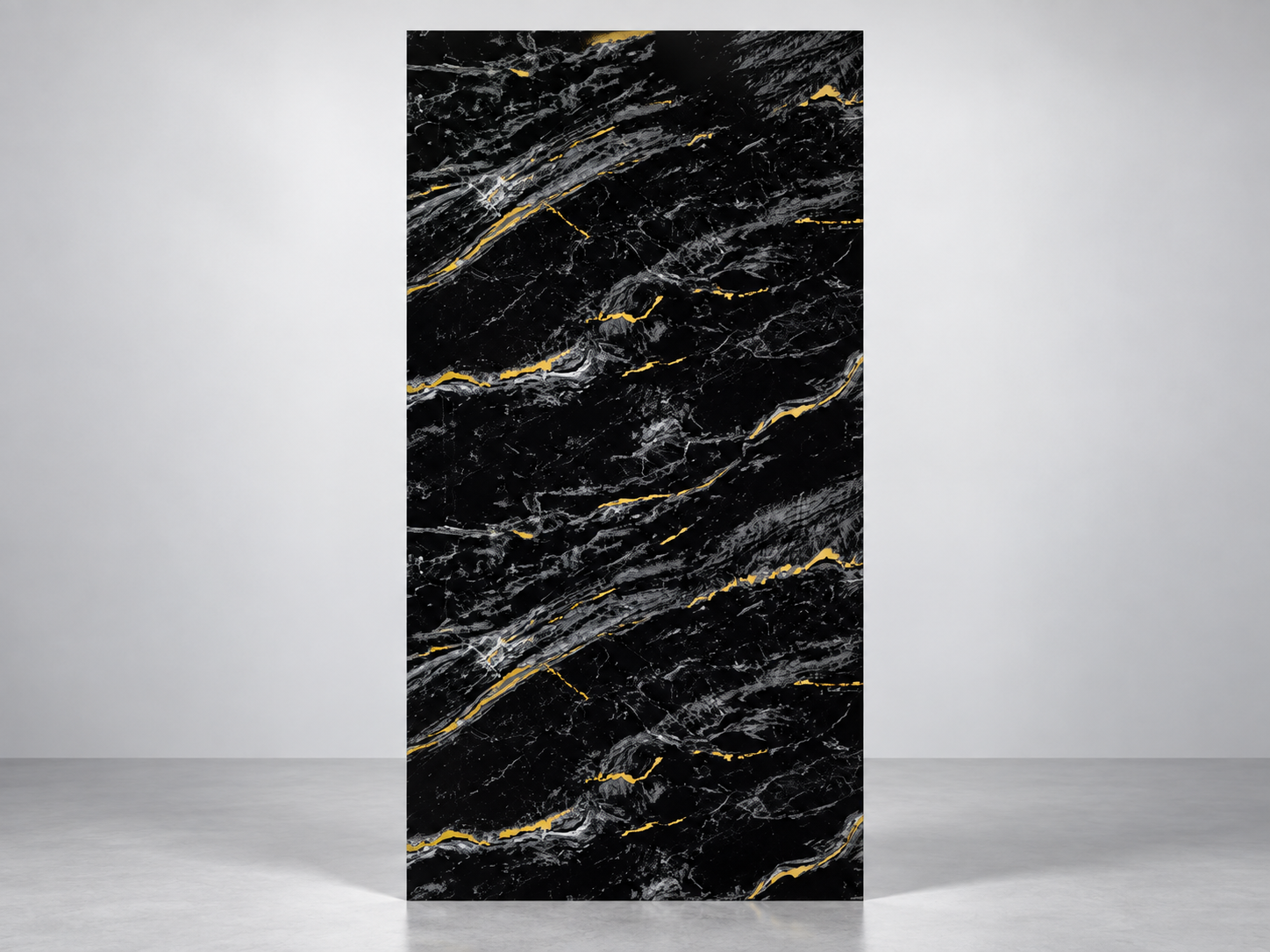Black Gold Marble UV Protected PVC Wall Panel – 4x8 ft, Fireproof & Waterproof 1