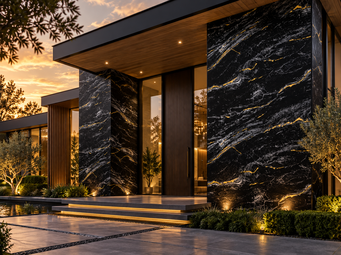 Black Gold Marble UV Protected PVC Wall Panel – 4x8 ft, Fireproof & Waterproof 3
