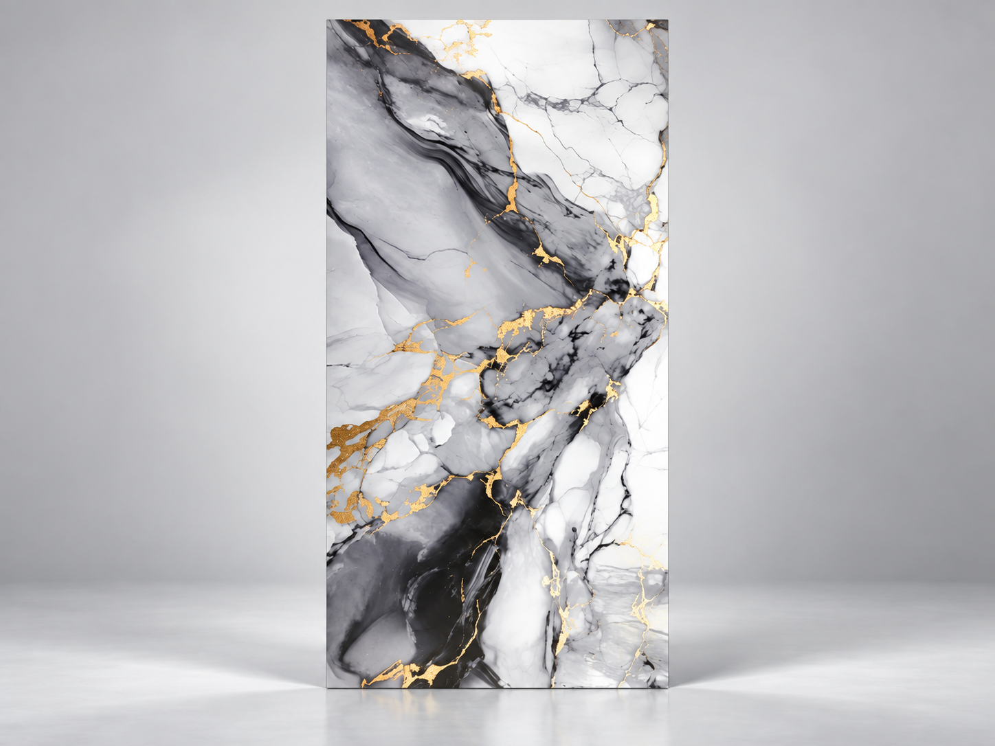 Black Grey Gold Marble UV Protected PVC Wall Panel – 4x8 ft, Decorative Marble Finish 1