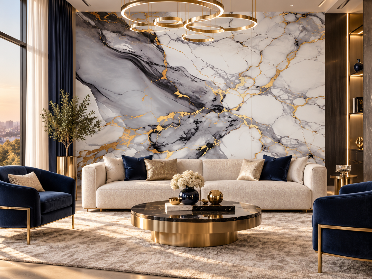 Black Grey Gold Marble UV Protected PVC Wall Panel – 4x8 ft, Decorative Marble Finish 3