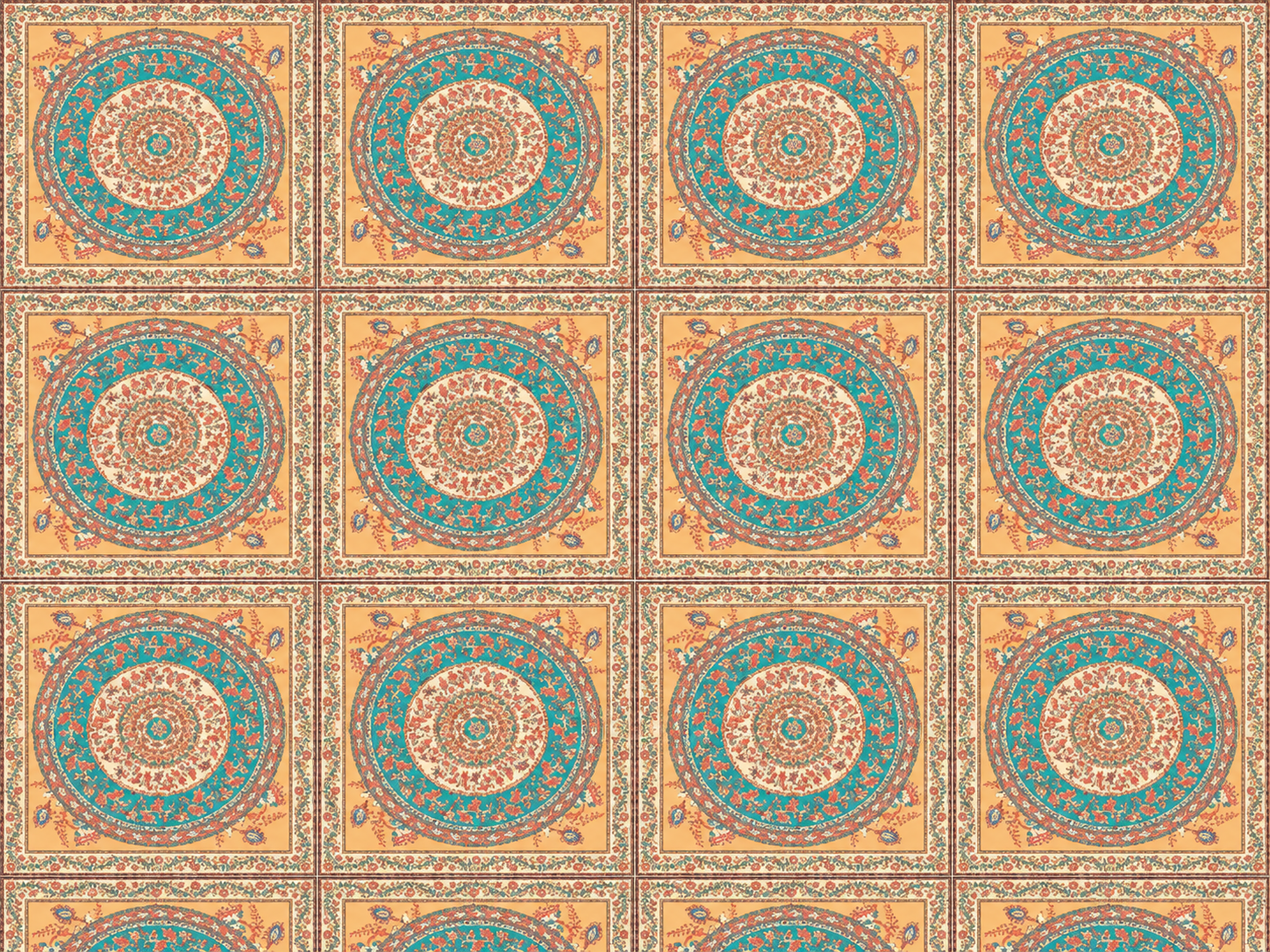 Vintage Floral Medallion Peel and Stick Floor Tiles 2