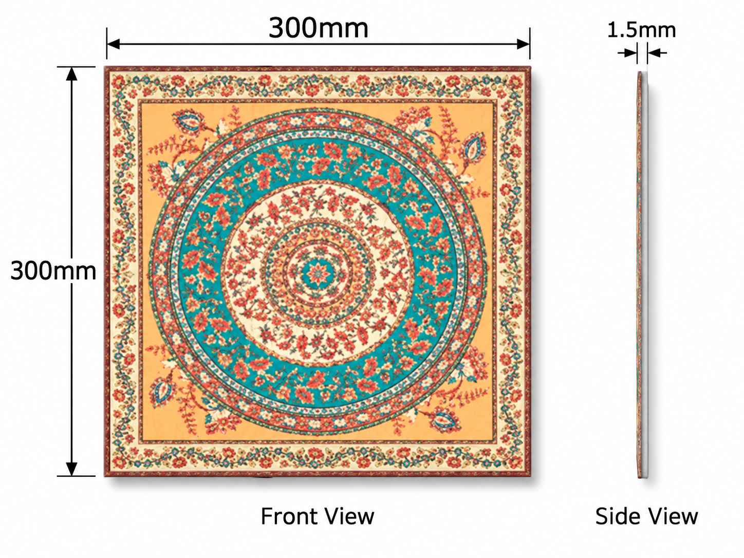 Vintage Floral Medallion Peel and Stick Floor Tiles 3