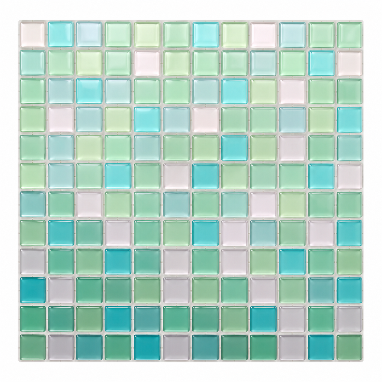 Blue-Green Square Mosaic PU Gel Peel and Stick Tiles YJC0003 1