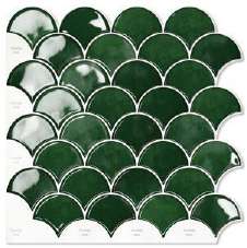 Azulejos autoadhesivos de gel PU tipo escama verde oscuro YJC0212 2