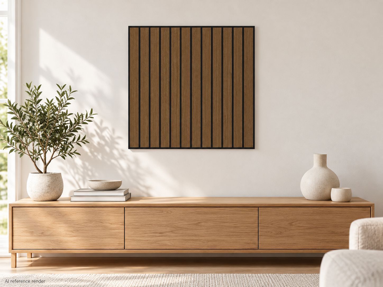 竖条木纹自粘聚酯纤维墙板 60×60cm BS-A1-3103 2