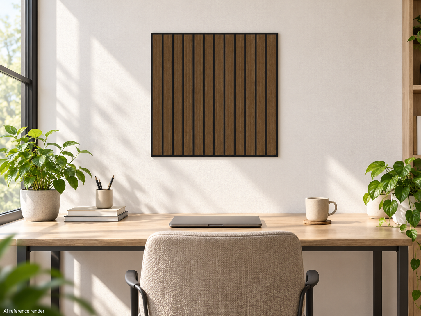 竖条木纹自粘聚酯纤维墙板 60×60cm BS-A1-3103 3