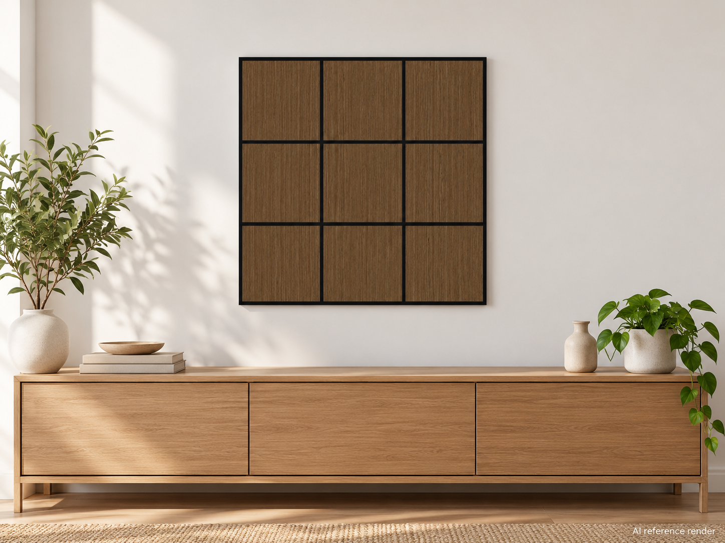 方格木纹自粘聚酯纤维墙板 60×60cm BS-A2-3103 4