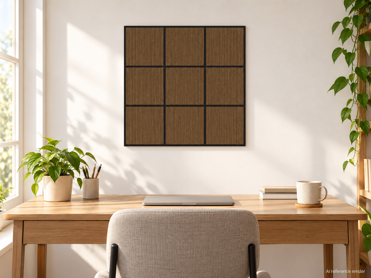 方格木纹自粘聚酯纤维墙板 60×60cm BS-A2-3103 5