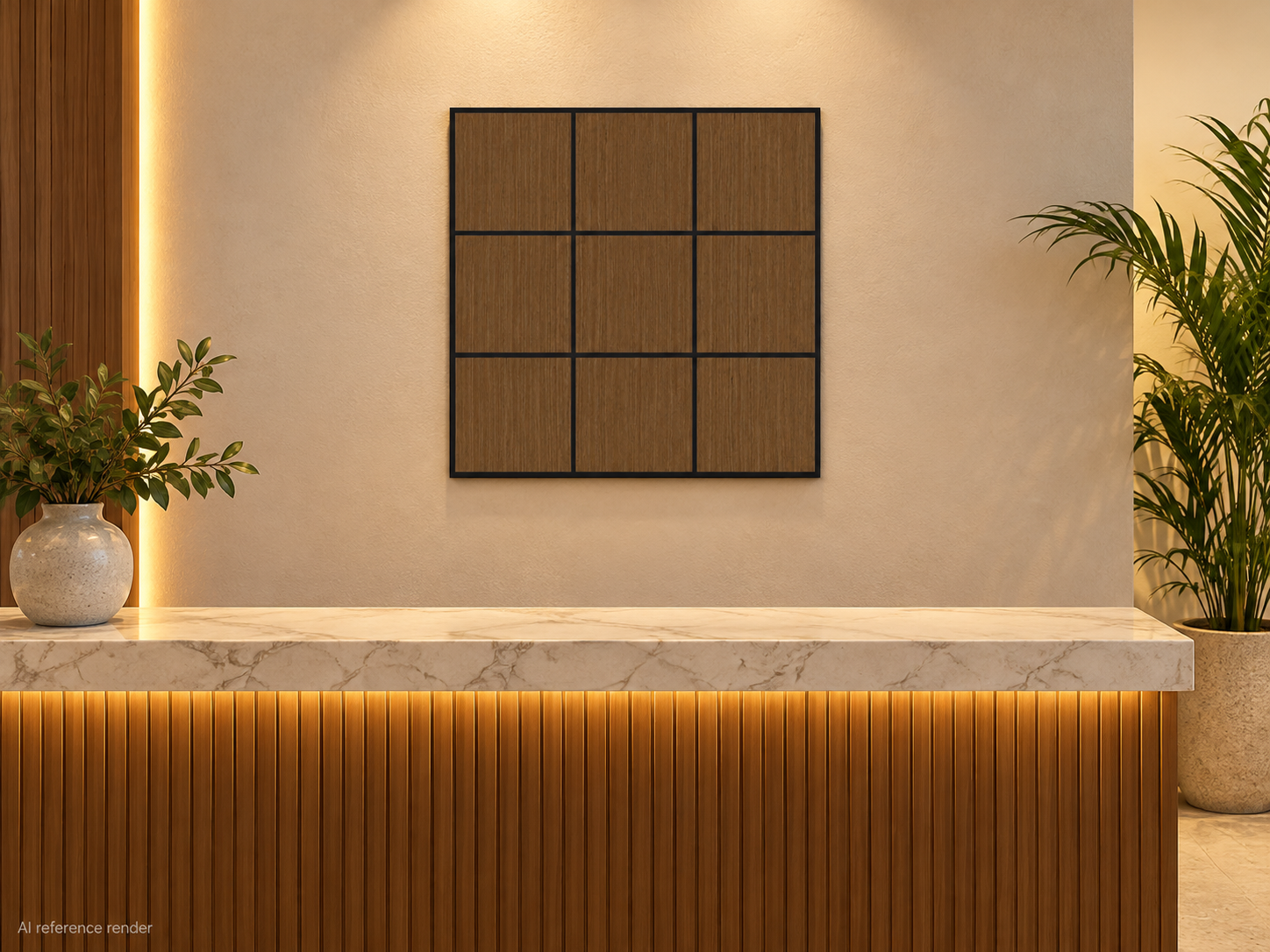 方格木纹自粘聚酯纤维墙板 60×60cm BS-A2-3103 2
