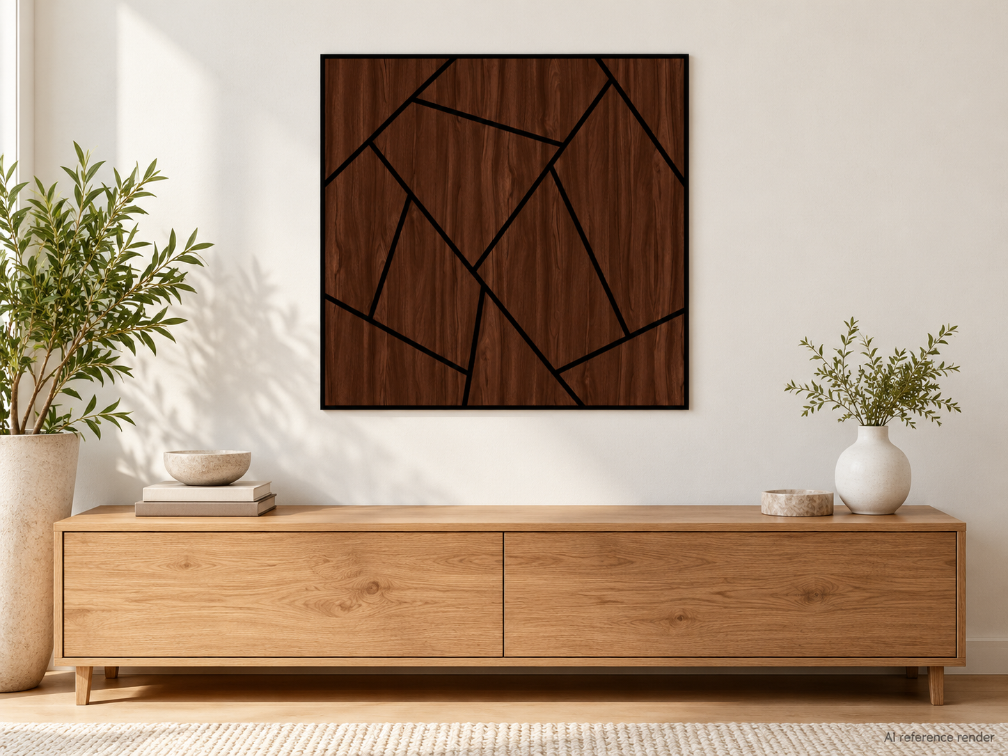 不规则几何木纹自粘聚酯纤维墙板 60×60cm BS-A3-3115-4 2