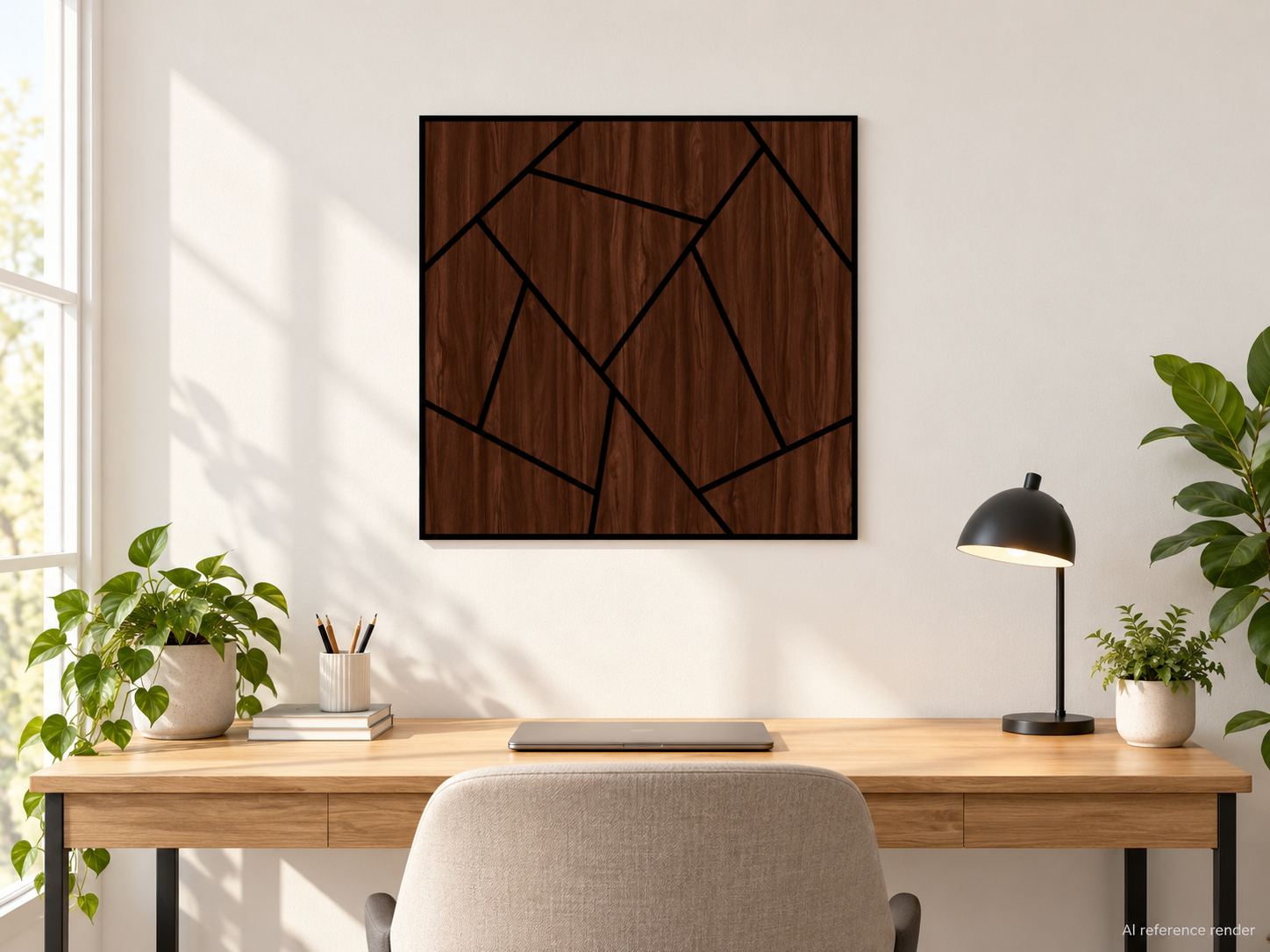 不规则几何木纹自粘聚酯纤维墙板 60×60cm BS-A3-3115-4 3