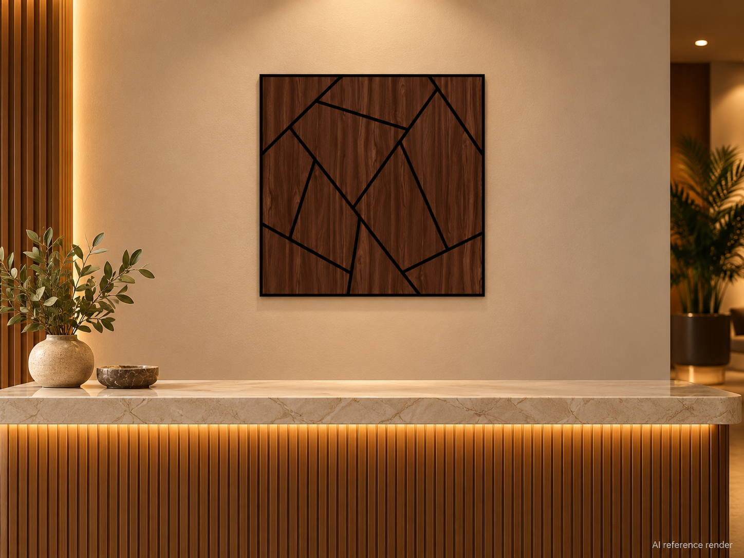 不规则几何木纹自粘聚酯纤维墙板 60×60cm BS-A3-3115-4 4