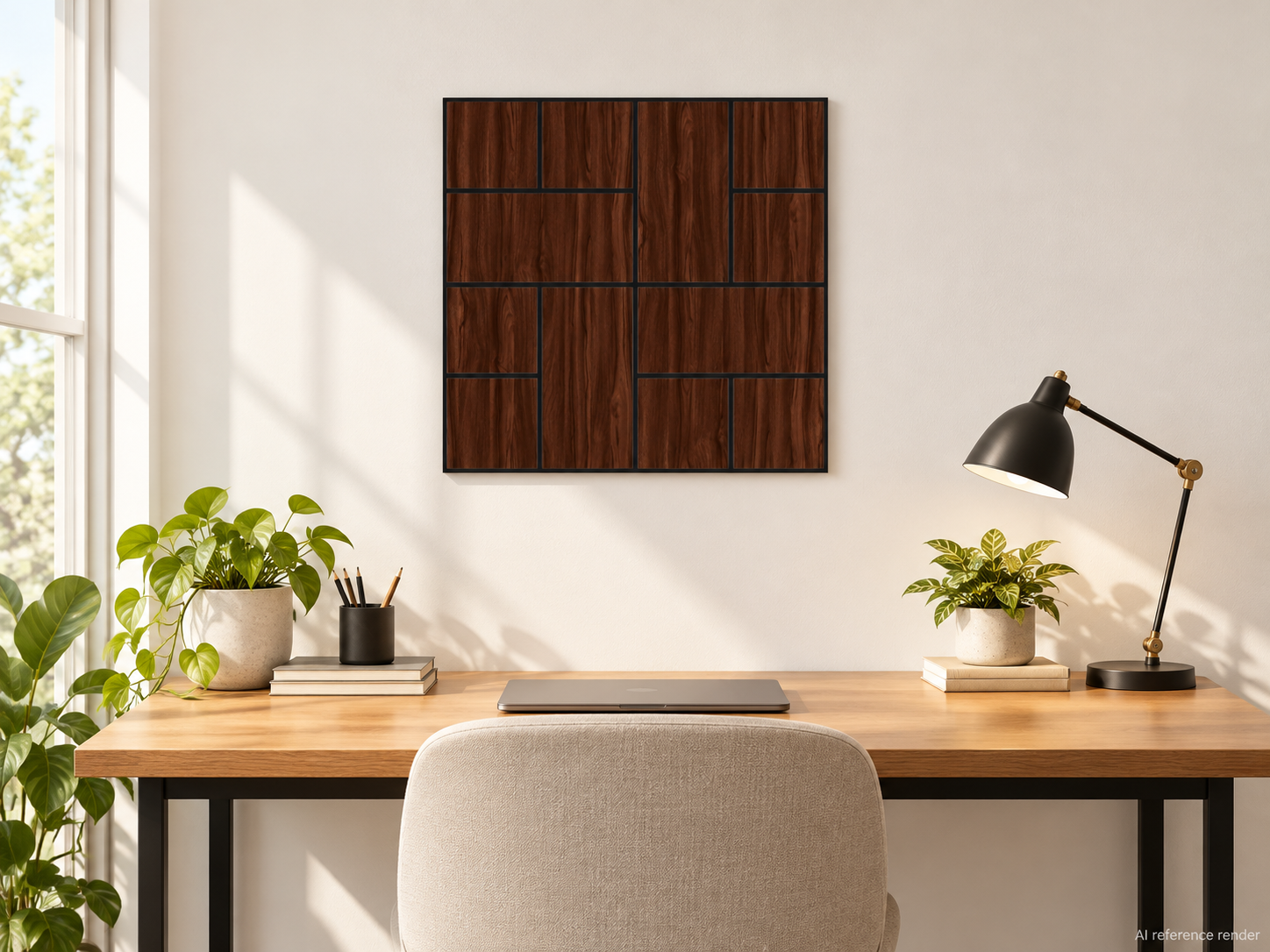 交错条纹木纹自粘聚酯纤维墙板 60×60cm BS-A4-3115-4 2