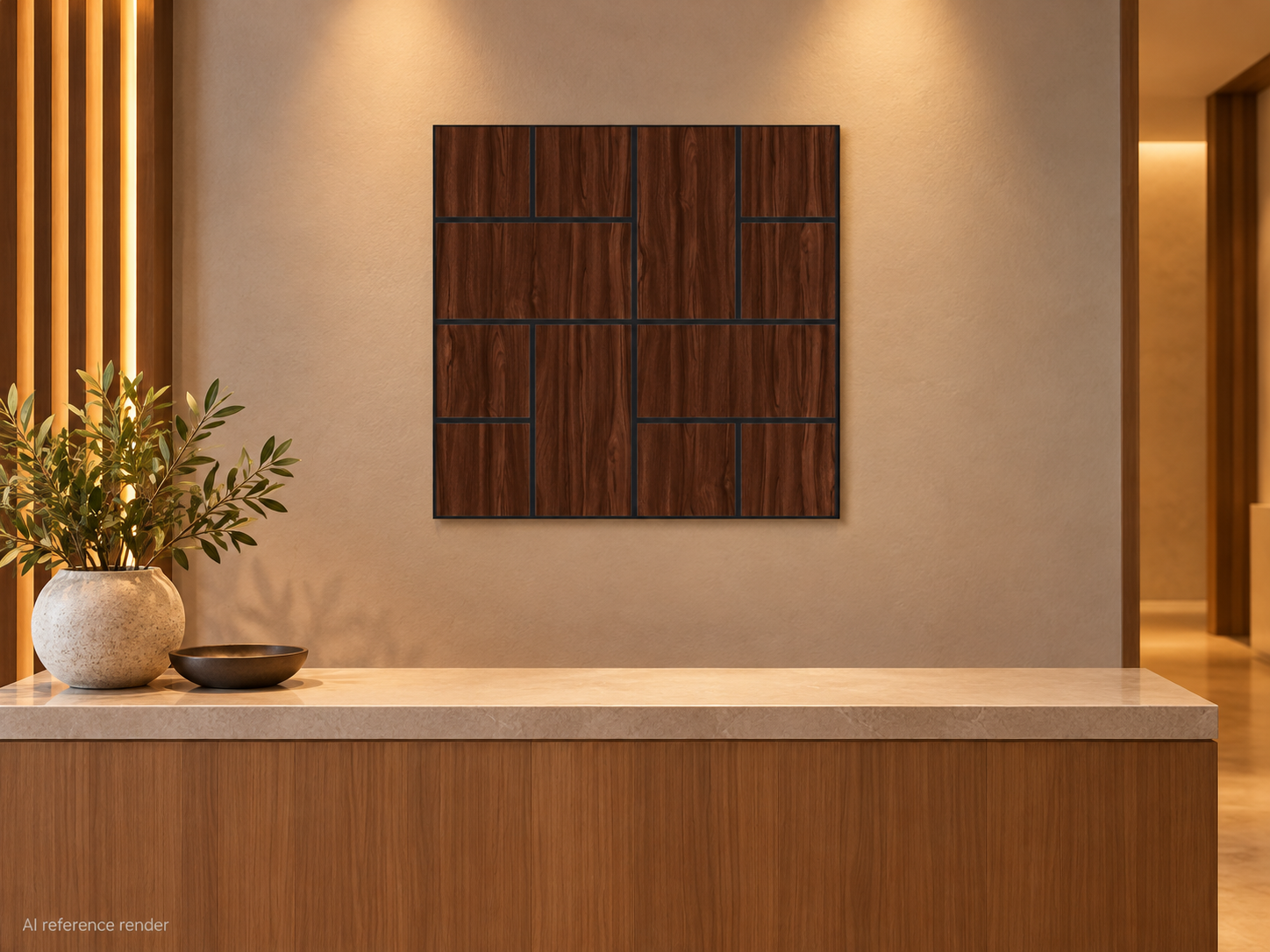 交错条纹木纹自粘聚酯纤维墙板 60×60cm BS-A4-3115-4 5