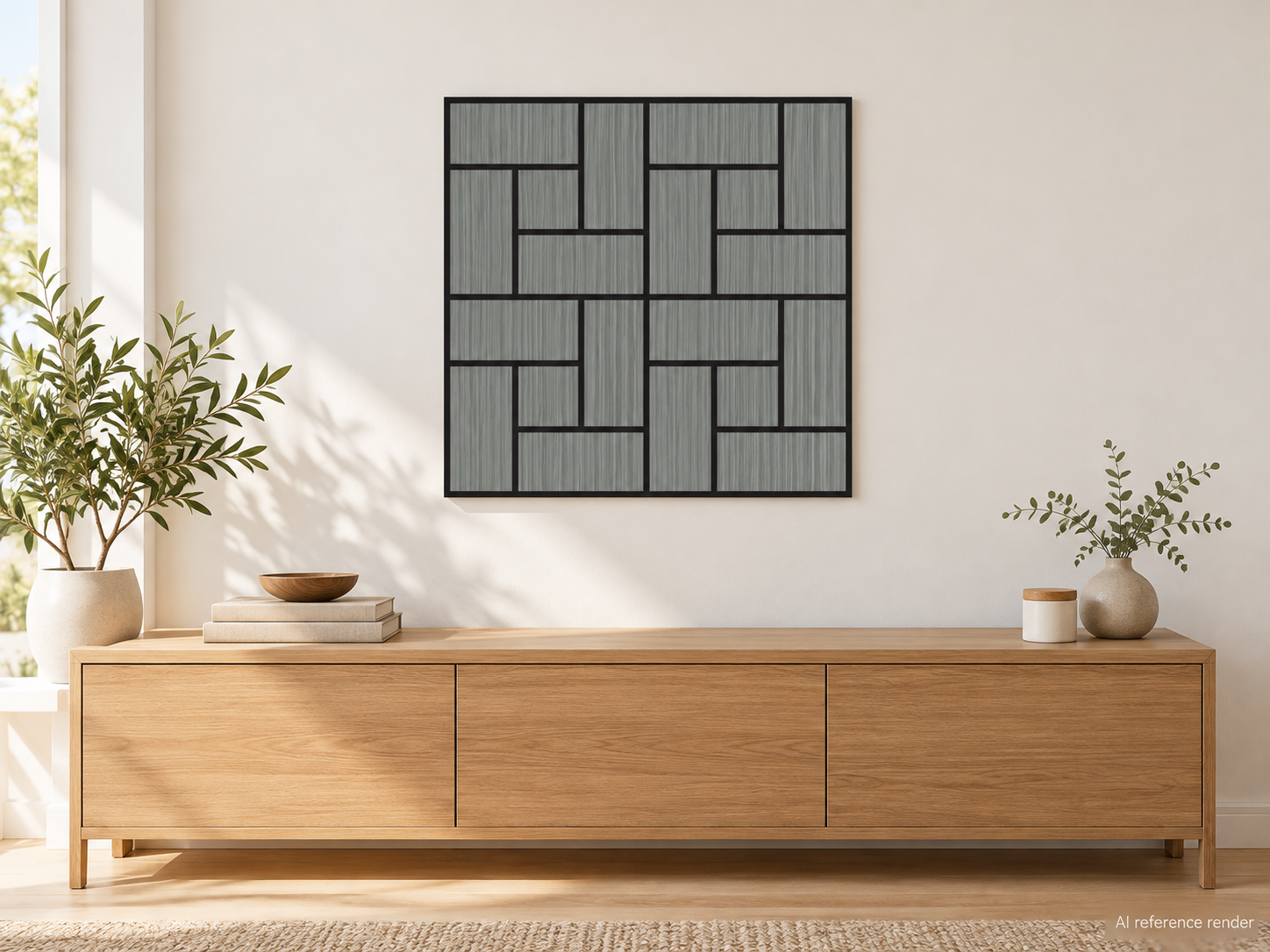 灰木纹编织几何自粘聚酯纤维墙板 60×60cm BS-B1-3102-4 2