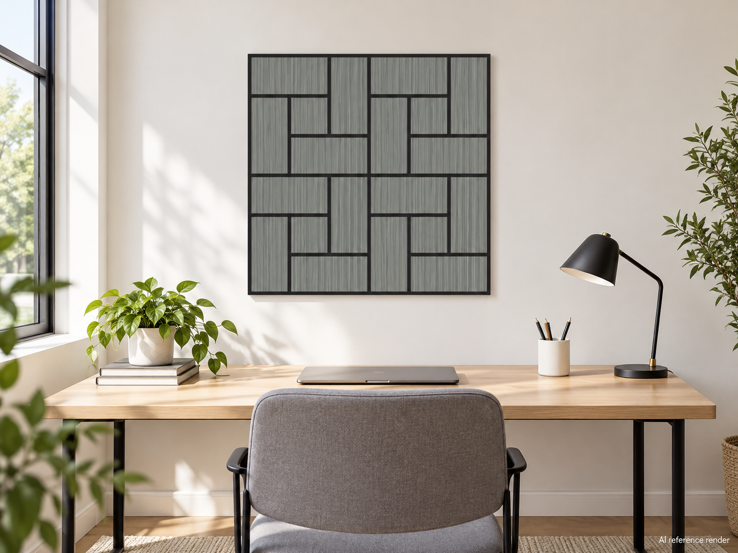 灰木纹编织几何自粘聚酯纤维墙板 60×60cm BS-B1-3102-4 4