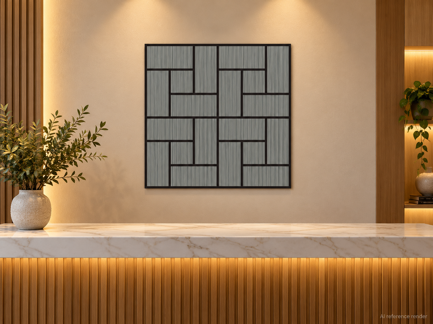 灰木纹编织几何自粘聚酯纤维墙板 60×60cm BS-B1-3102-4 3