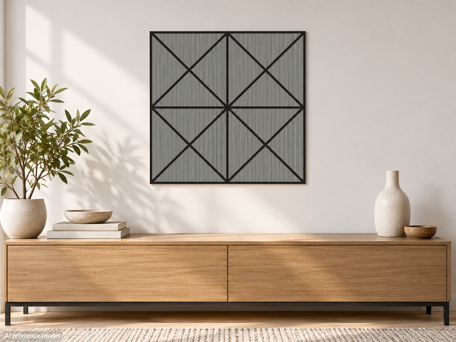 灰木纹交叉菱形自粘聚酯纤维墙板 60×60cm BS-B2-3102-4 2