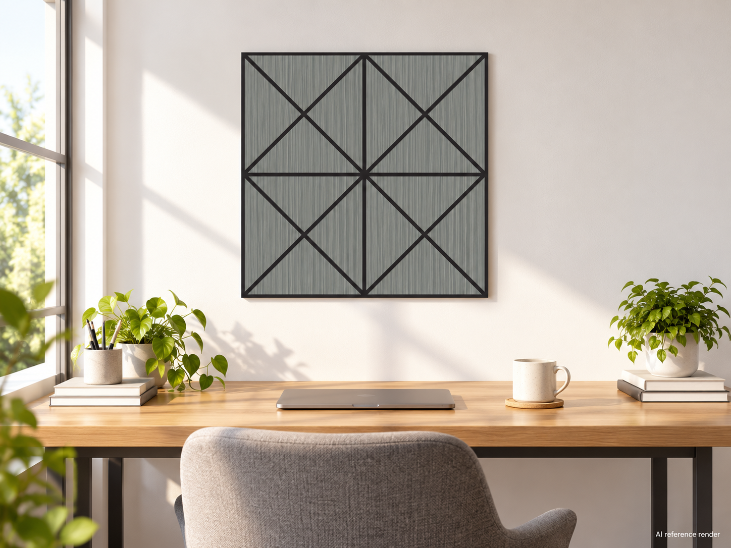 灰木纹交叉菱形自粘聚酯纤维墙板 60×60cm BS-B2-3102-4 4