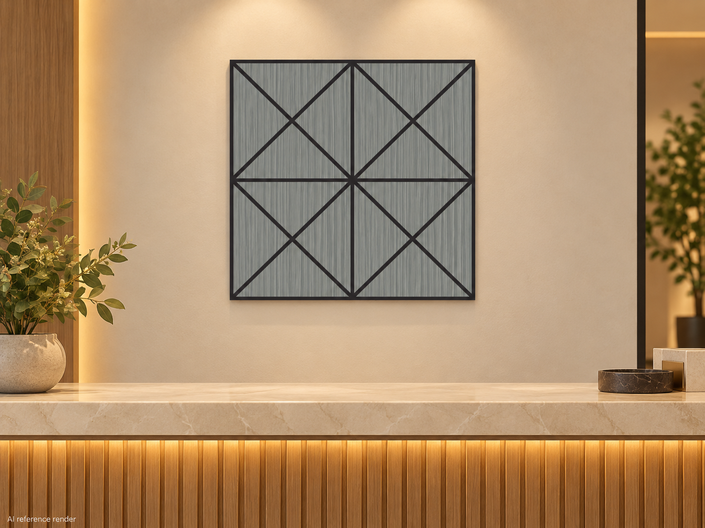 灰木纹交叉菱形自粘聚酯纤维墙板 60×60cm BS-B2-3102-4 5