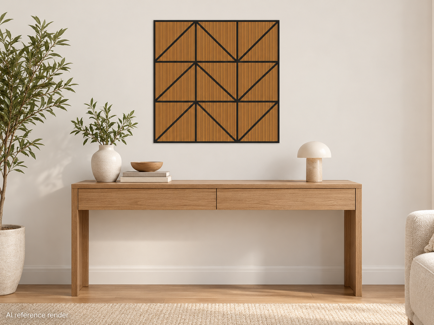 木纹折线几何自粘聚酯纤维墙板 60×60cm BS-B4-3104 3