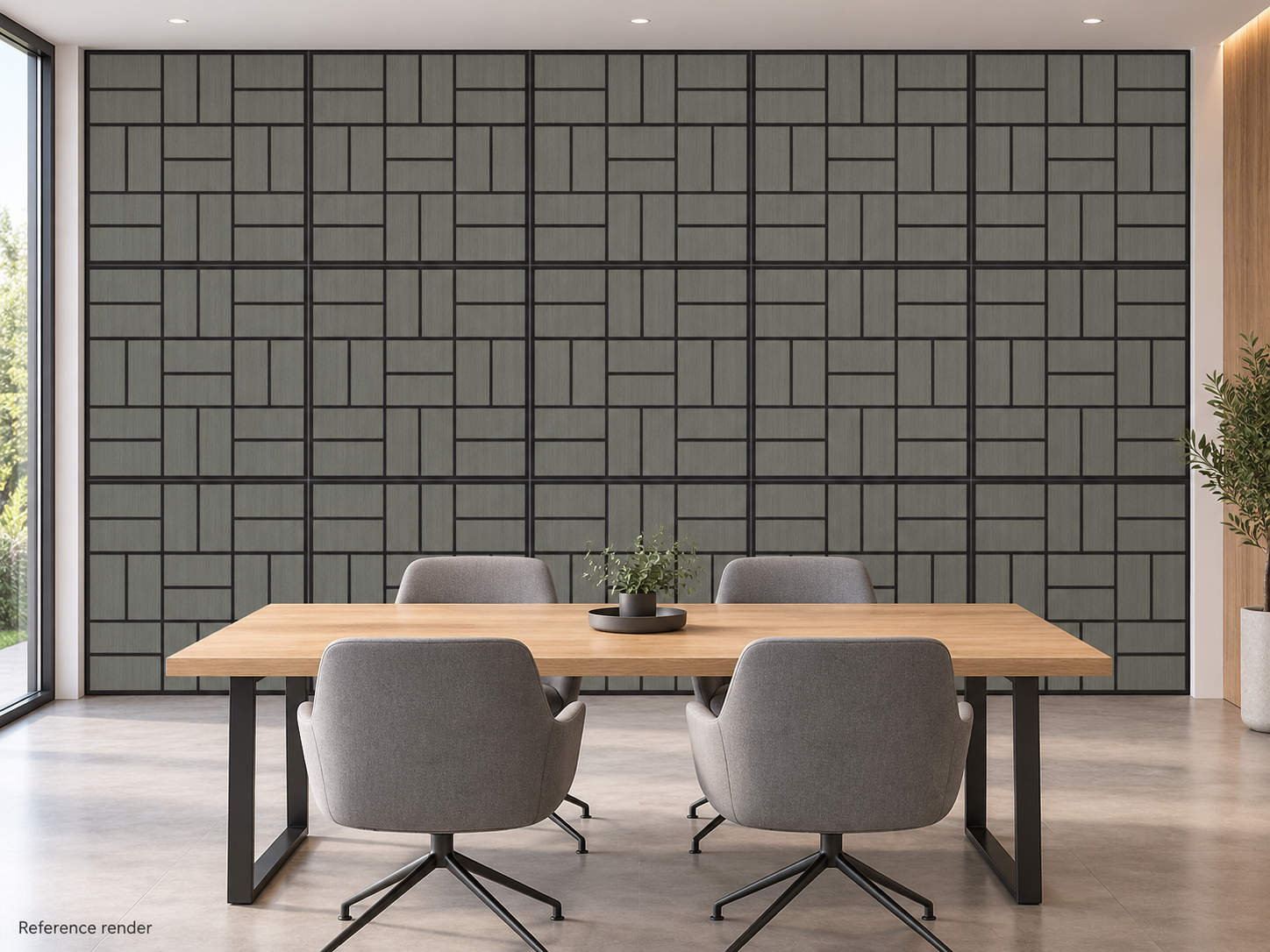 灰木纹错位方格自粘聚酯纤维墙板 60×60cm BS-B5-3107-2 4